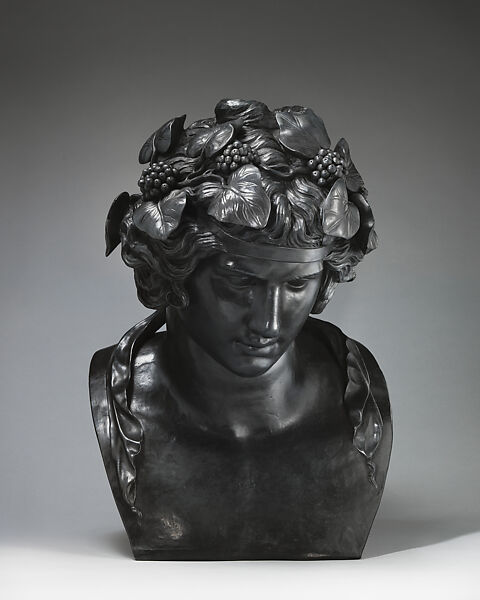 Bust of Bacchus, Josiah Wedgwood and Sons (British, Etruria, Staffordshire, 1759–present), Black basaltware, British, Stoke-on-Trent, Staffordshire 