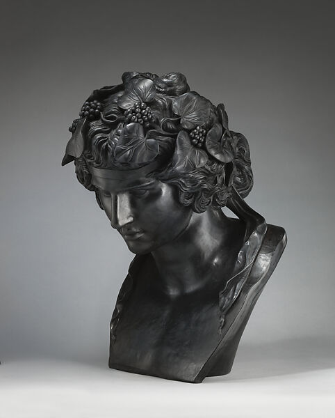 Bust of Bacchus, Josiah Wedgwood and Sons (British, Etruria, Staffordshire, 1759–present), Black basaltware, British, Stoke-on-Trent, Staffordshire