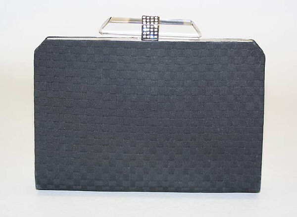 Clutch, House of Dior (French, founded 1946), cotton, plastic (acrylic), rhinestones, French 