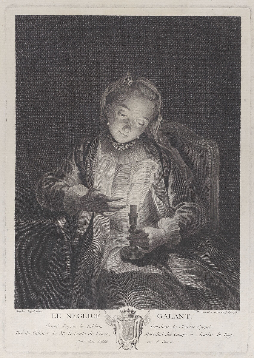 The neglected lover (Le negligé galant), Manuel Salvador Carmona (Spanish, 1734–1820), Engraving 