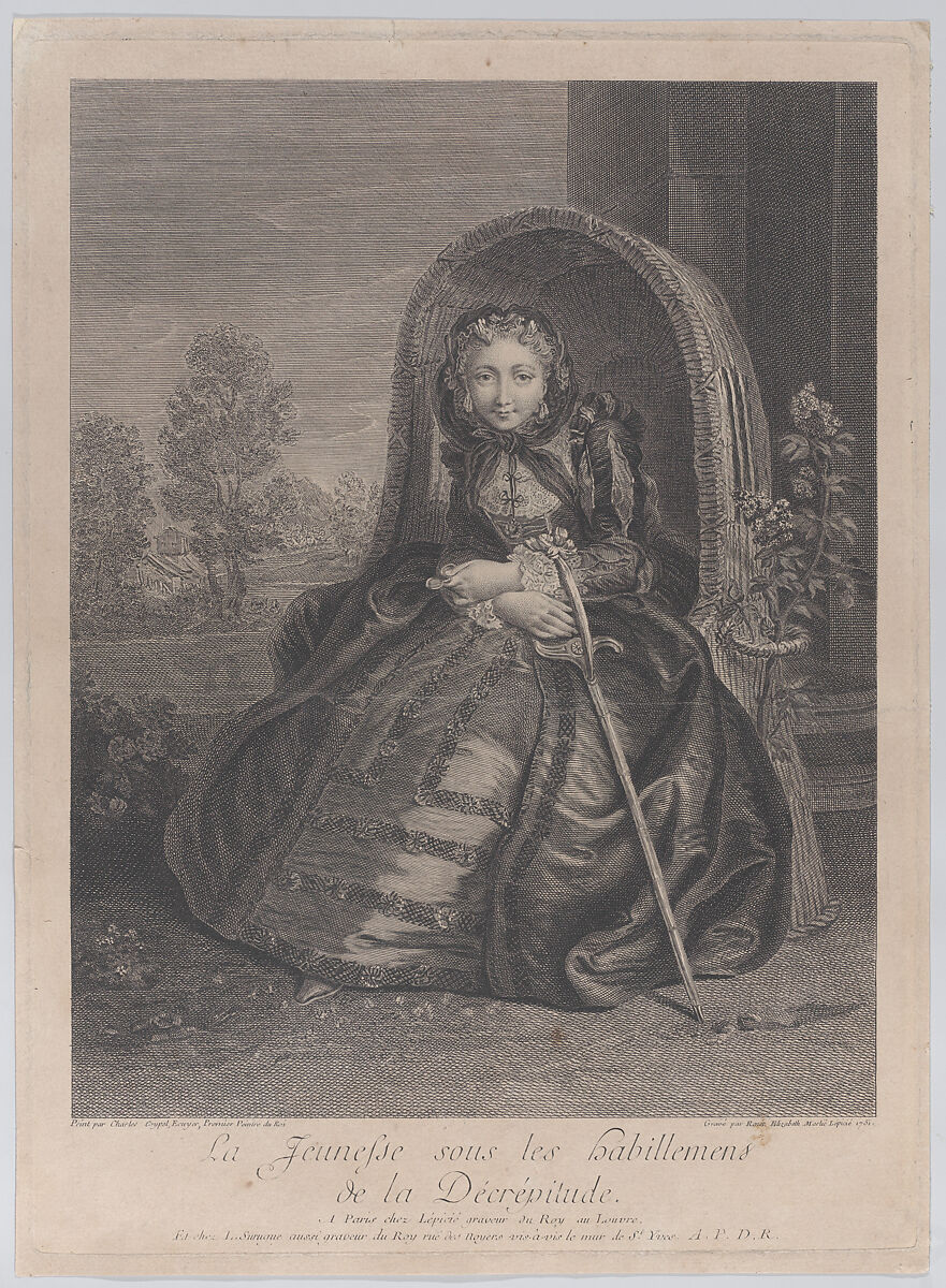 Youth under the clothing of decrepitude (La jeunesse sous les habillements de la décrépitude), Renée Elizabeth Marlie Lépicié (French, 1714–1773), Engraving 