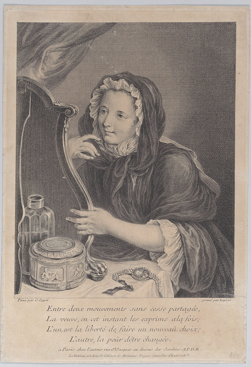 The Coquettish Widow, Bernard Lepicié (French, Paris 1698–1755 Paris), Etching and engraving 