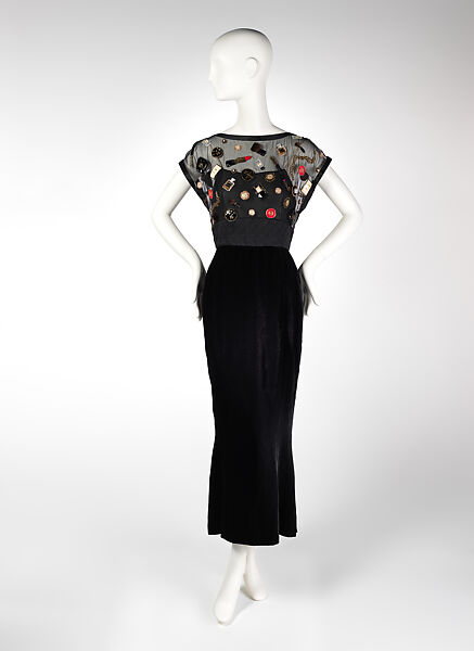 Dress, House of Chanel (French, founded 1910), silk, viscose, plastic (vinyl), glass, metal, fur, French 