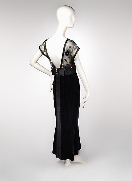 Dress, House of Chanel (French, founded 1910), silk, viscose, plastic (vinyl), glass, metal, fur, French