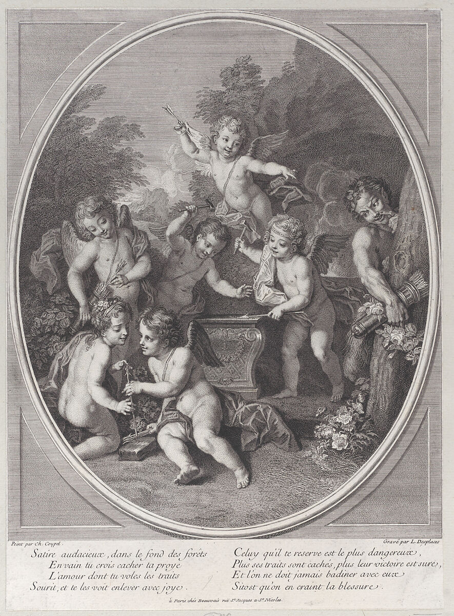 Blacksmith Cupids, Louis Desplaces (French, Paris 1682–1739 Paris), Engraving 