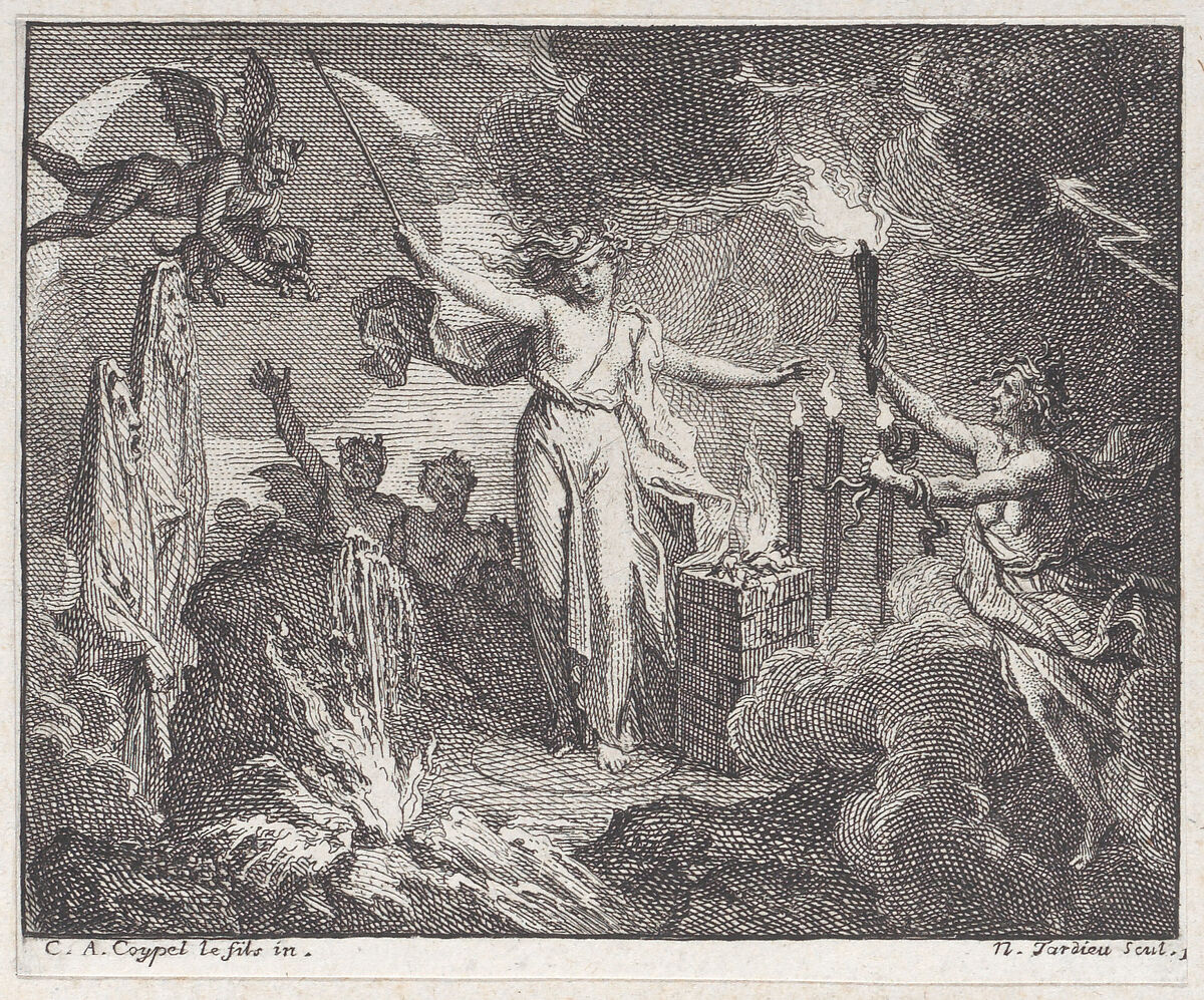 Book 1, Fable 16: The Magician (La Magicienne), from "Fables Nouvelles", Nicolas Henry Tardieu (French, Paris 1674–1749 Paris), Etching and engraving 