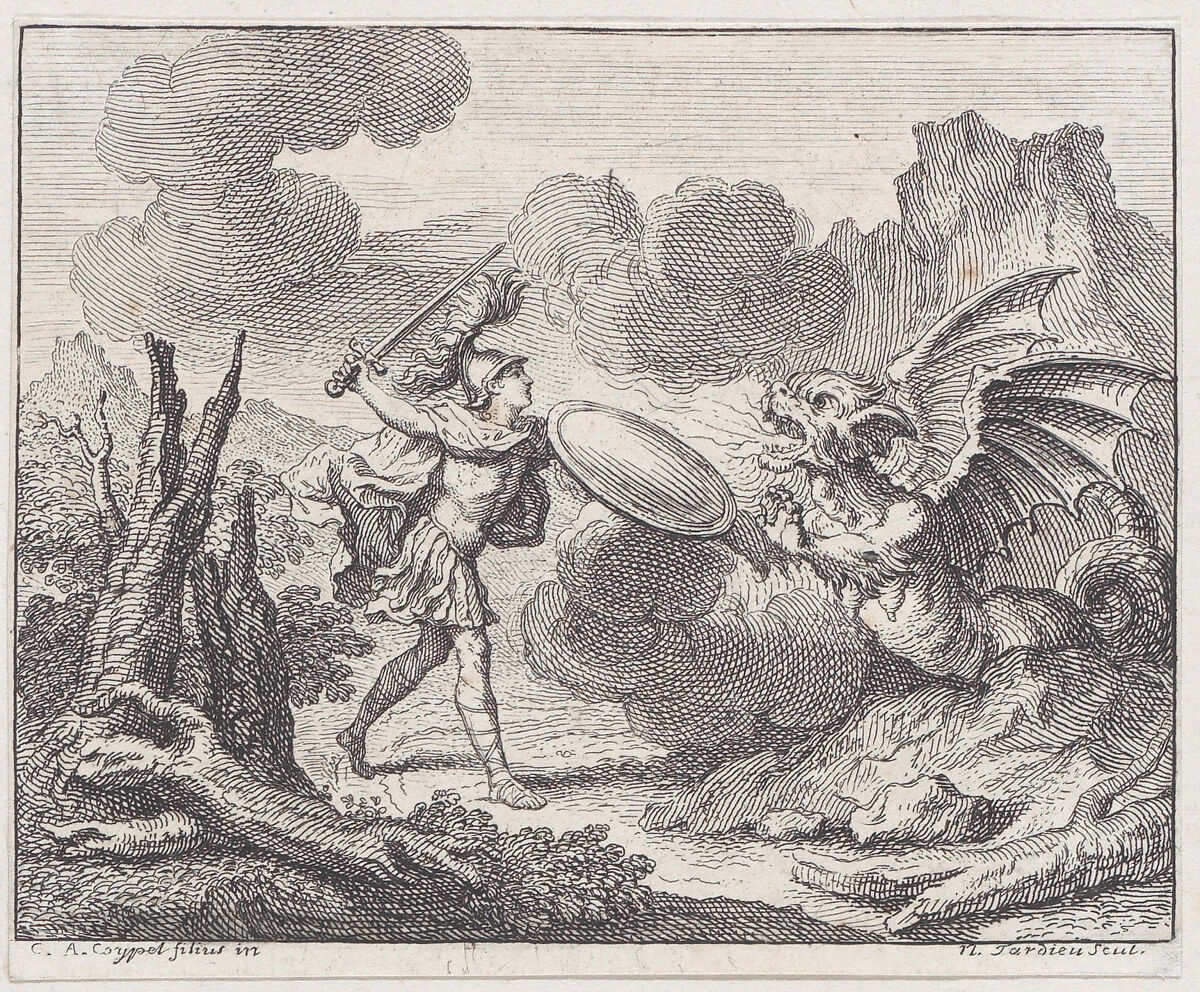 Book 4, Fable 13: the treasure (Le trésor), Nicolas Henry Tardieu (French, Paris 1674–1749 Paris), Etching and engraving 