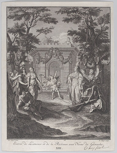 Plate 13: entrance of Love and Wealth to Gamache's wedding (Entrée de L'amour et de la Richesse aux Noces de Gamache)