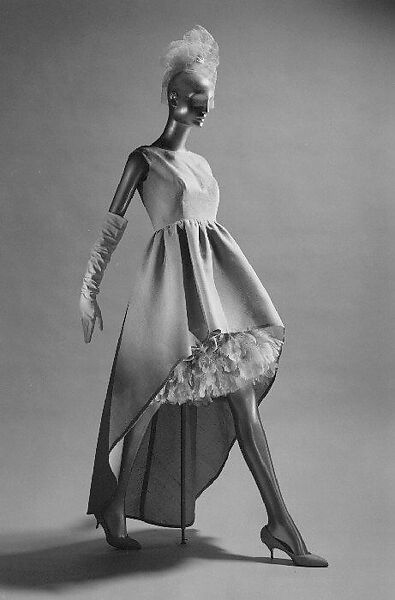 Evening dress, Richard Tam (American, 1941–1990), silk, linen, feathers, American