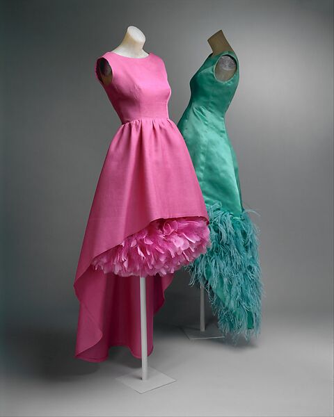 Evening dress, Richard Tam (American, 1941–1990), silk, linen, feathers, American
