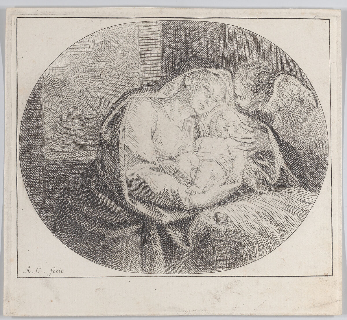 The Virgin and Child, Charles Antoine Coypel (French, Paris 1694–1752 Paris), Etching 