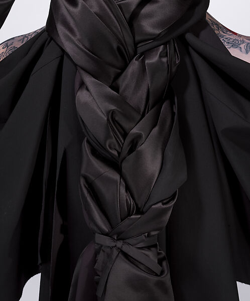 Ensemble, Comme des Garçons (Japanese, founded 1969), (a) wool, silk, cupro; (b) polyester, cotton; (c) polyester; (d) polyester; (e, f) leather, Japanese