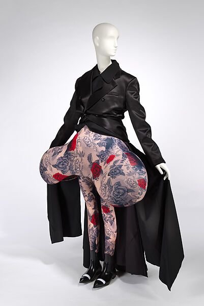 Ensemble, Comme des Garçons (Japanese, founded 1969), (a) wool, silk, cupro; (b) polyester, cotton; (c) polyester; (d) polyester; (e, f) leather, Japanese