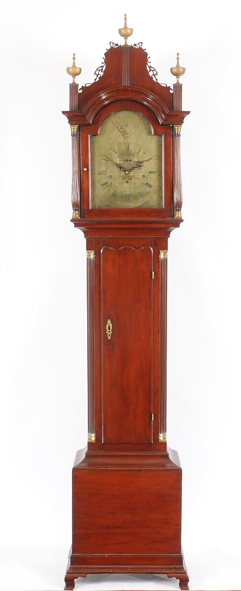 Eight-Day Tall Case Clock with Musical Movement, Movement by Daniel Burnap (American, 1759–1838), Cherry, pine, brass, glass, American 
