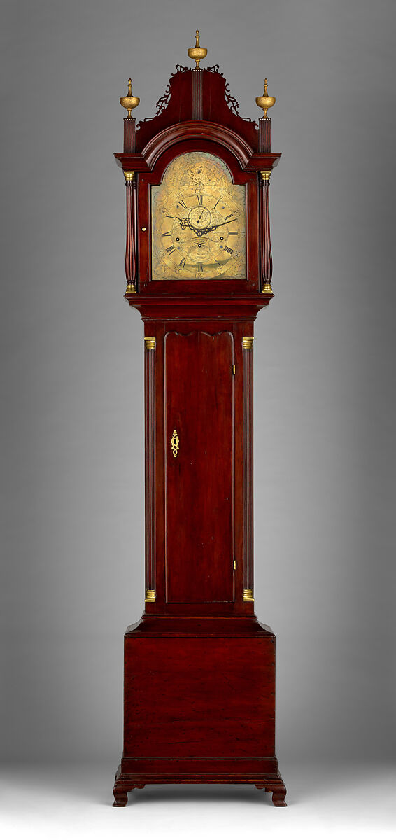 Eight-Day Tall Case Clock with Musical Movement, Movement by Daniel Burnap (American, 1759–1838), Cherry, pine, brass, glass, American