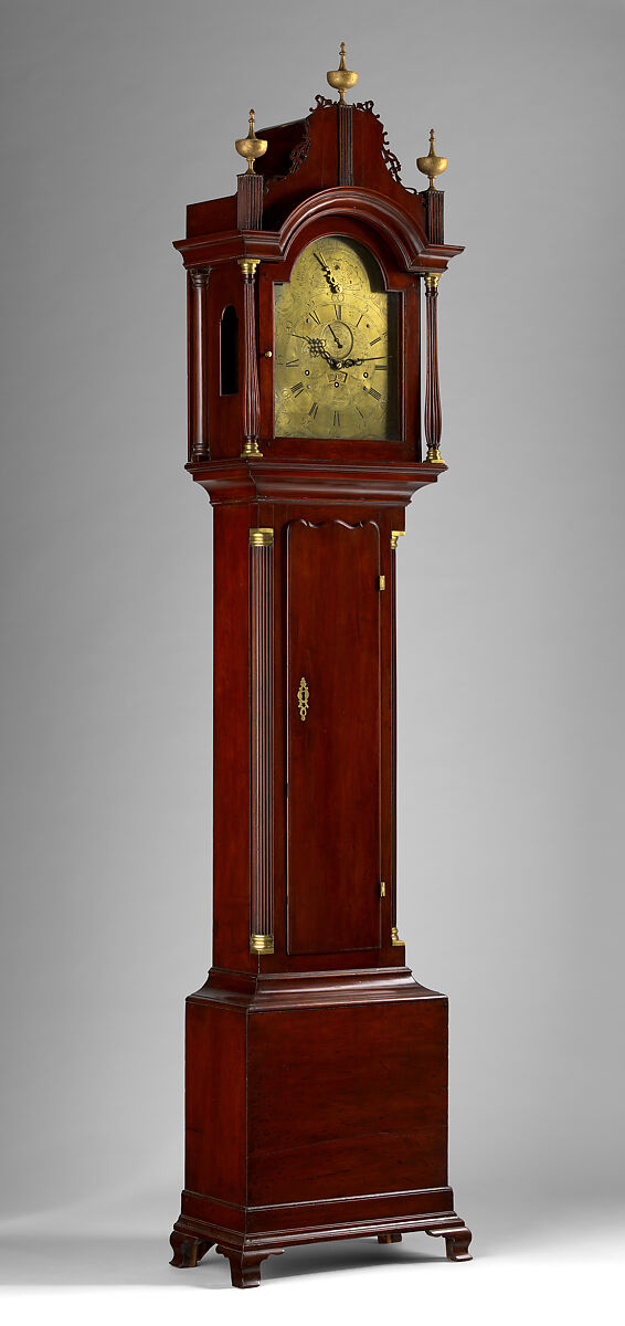 Eight-Day Tall Case Clock with Musical Movement, Movement by Daniel Burnap (American, 1759–1838), Cherry, pine, brass, glass, American