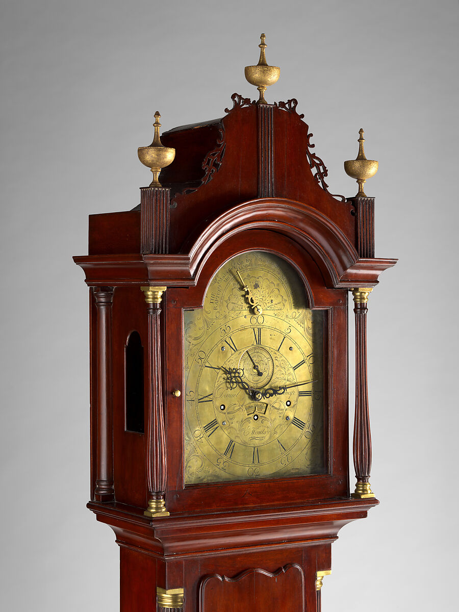 Eight-Day Tall Case Clock with Musical Movement, Movement by Daniel Burnap (American, 1759–1838), Cherry, pine, brass, glass, American