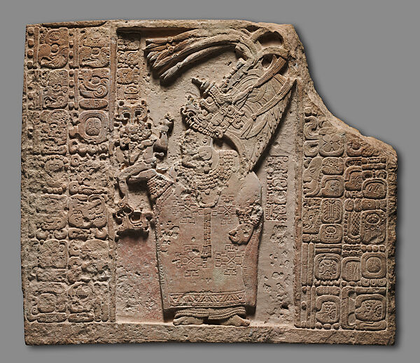 Panel with royal woman, K&#39;in Lakam Chahk, Limestone, Maya 