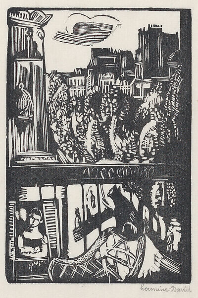 A Paris Window, Hermine David (French, Paris 1886–1970 Bry-sur-Marne), Wood engraving 