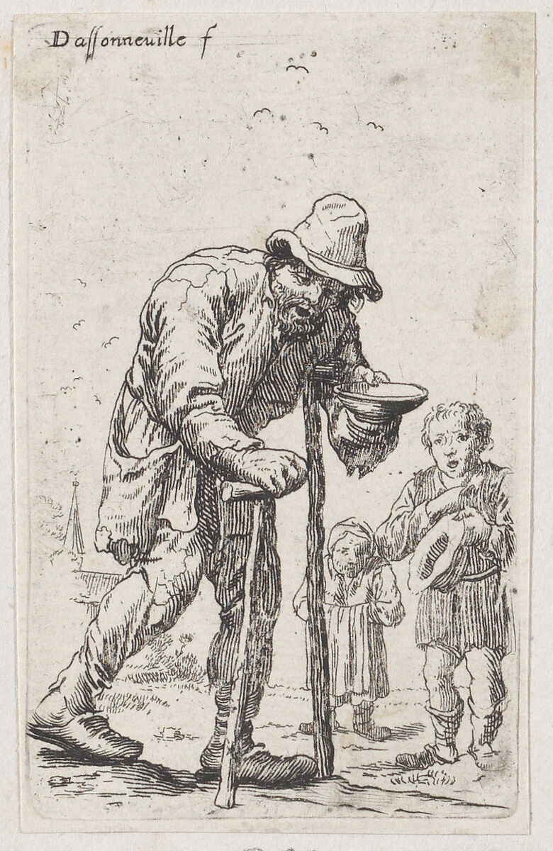 Beggars asking for alms, Jacques Dassonville (French, ca. 1619–ca. 1670), Etching 