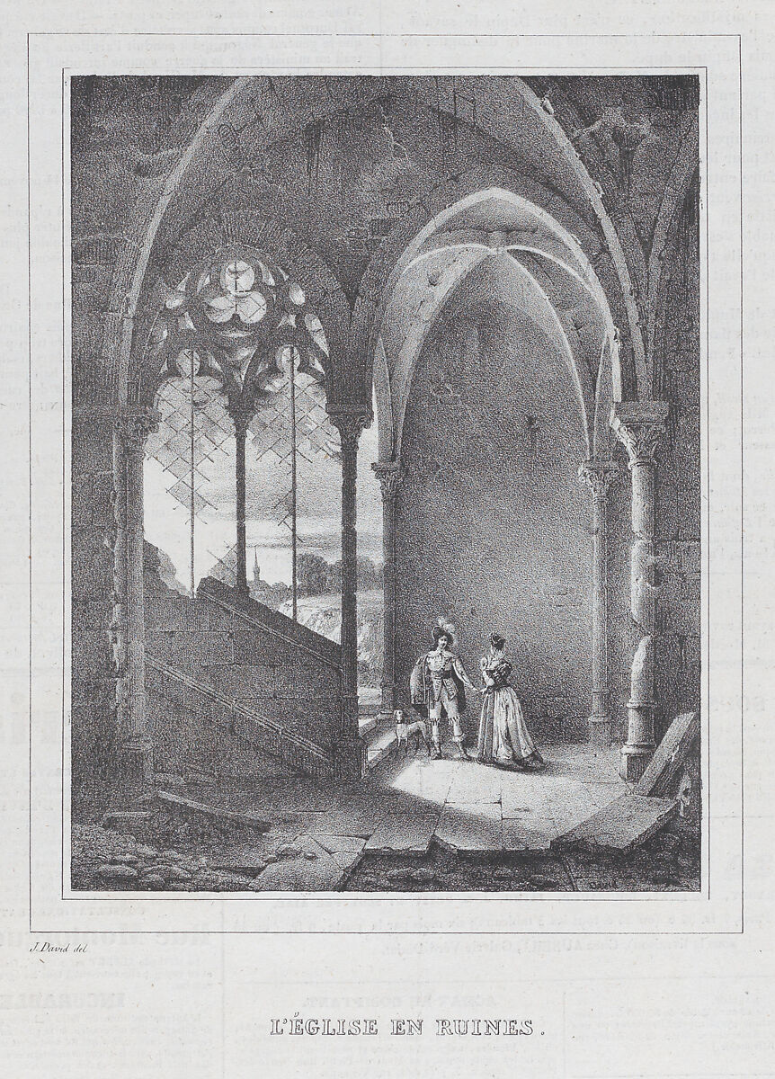 L'Eglise en Ruines, Anonymous, Lithograph 