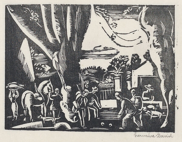 The Game, Hermine David (French, Paris 1886–1970 Bry-sur-Marne), Wood engraving 