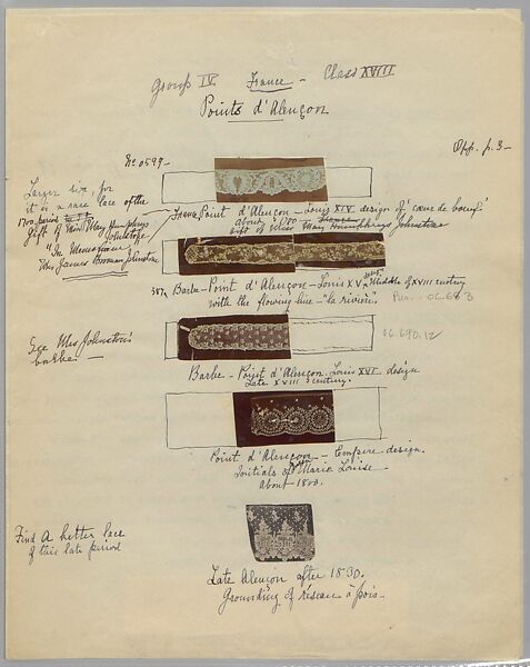 A collection of lace classification, 1937, Margaret Taylor Johnstone
