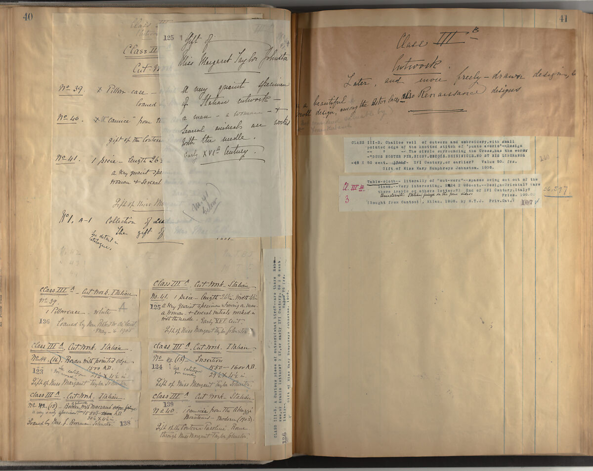 A collection of lace classification, [ca. 1906], Margaret Taylor Johnstone