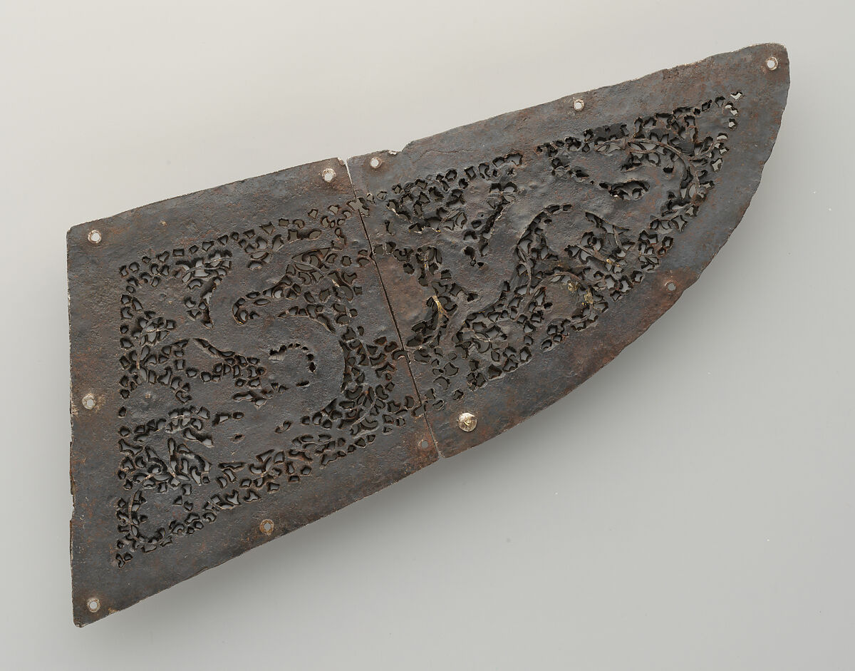 Crinet Plate (Neck Defense) for Ceremonial Horse Armor, Iron, gold, Tibetan