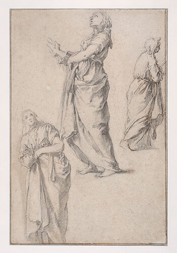 Three Studies of a Woman (recto); Woman from the Back, Study of Legs (verso)