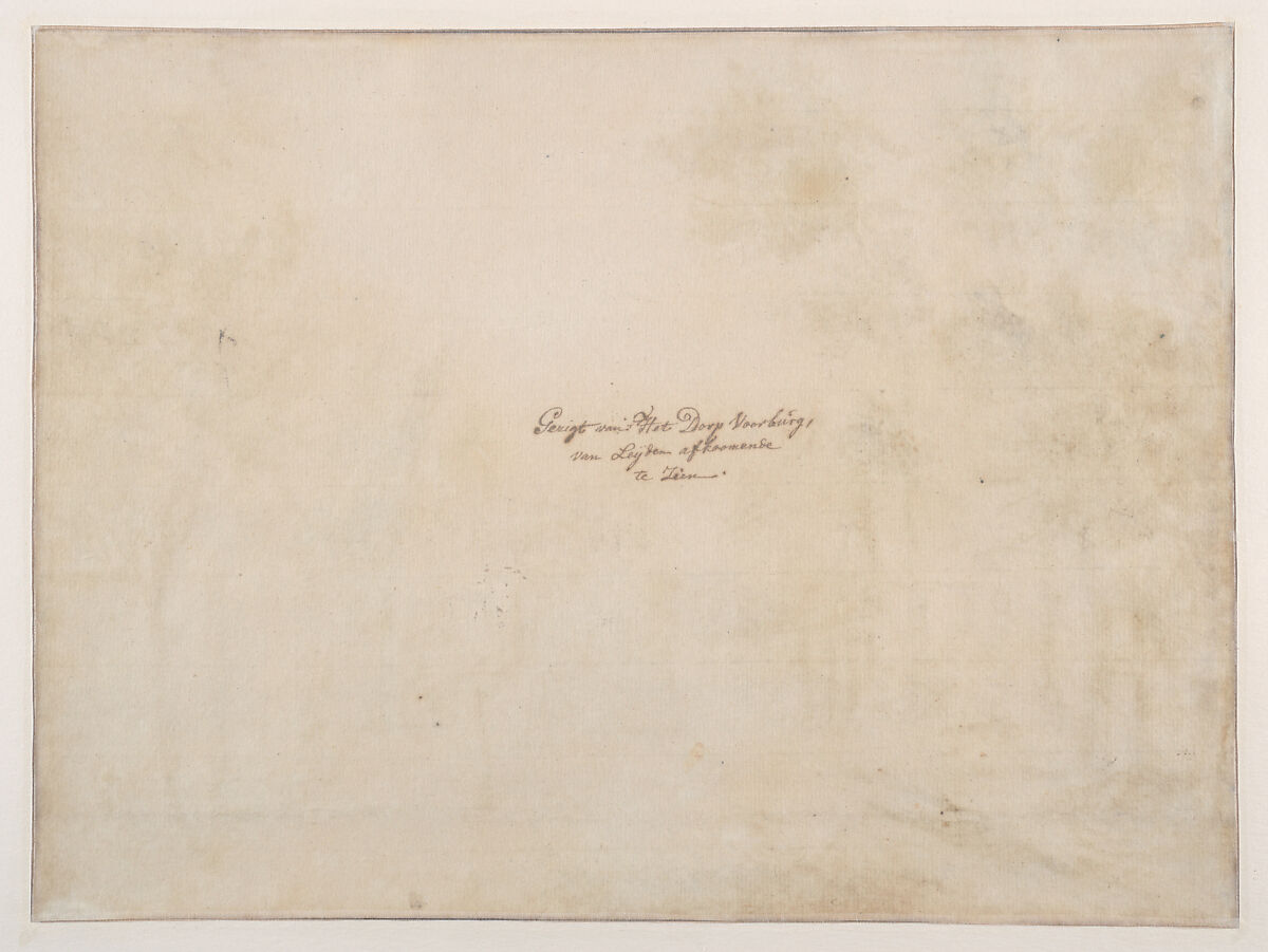 A View of the Herenstraat in Voorburg, Seen from the Oosteinde, Paulus Constantijn La Fargue (Dutch, baptized The Hague 1729–1782 The Hague), Pen and brown ink, with brush and brown wash, over traces of graphite; framing lines in brown ink