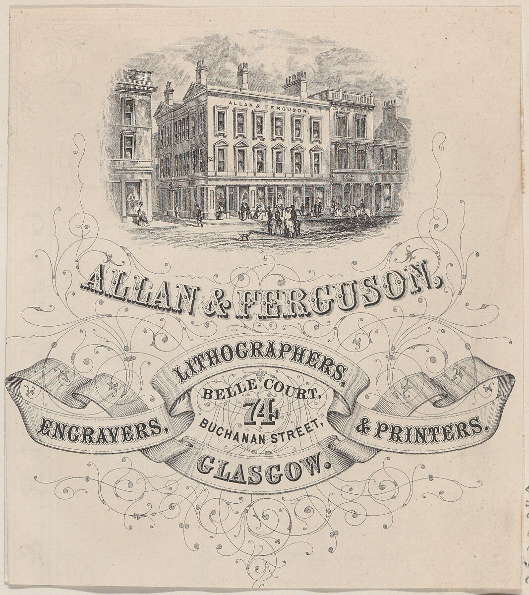 Trade Card for Allan & Ferguson, Engravers, Lithographers & Printers, Anonymous, British, 19th century, Commercial Lithograph 