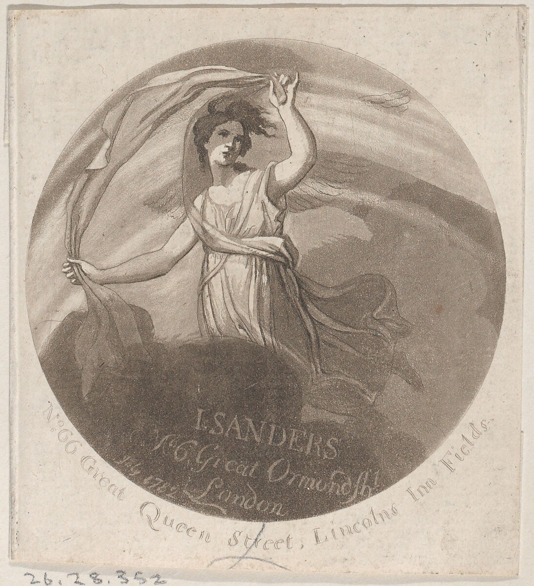 Trade Card for J. Sanders, Printmaker, Anonymous, British, 18th century, Commercial Lithograph 