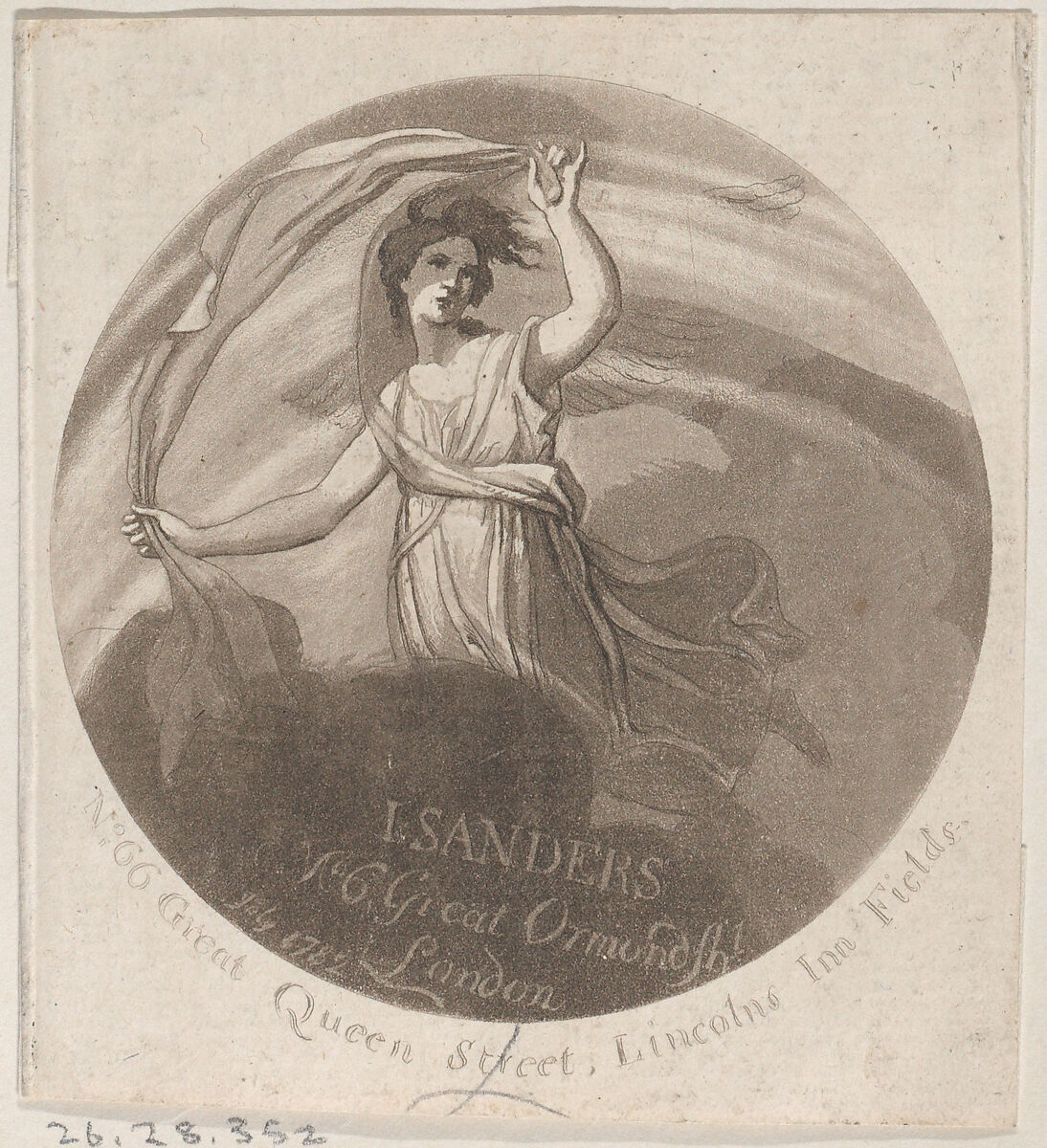 Trade Card for J. Sanders, Printmaker, Anonymous, British, 18th century, Aquatint 