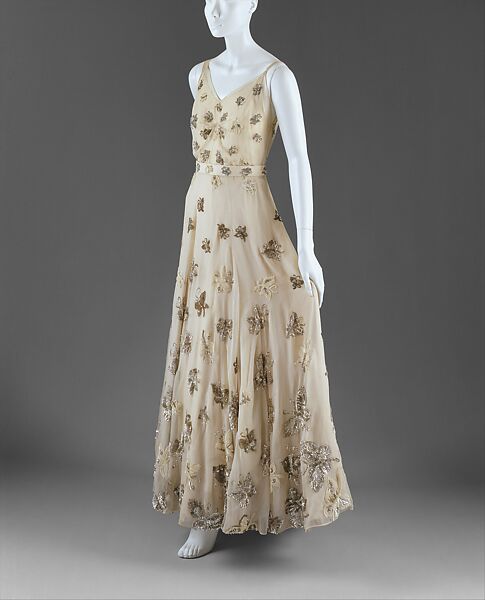 Evening dress, Mainbocher (French and American, founded 1930), silk, spangles, French 