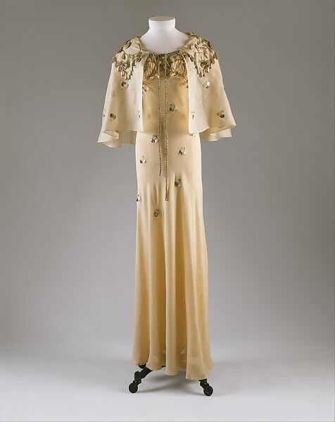 Court presentation ensemble, Elsa Schiaparelli (Italian, 1890–1973), silk, feathers, French 