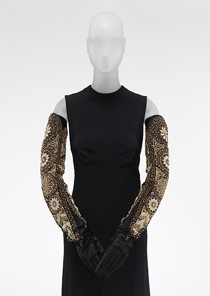 Gloves, Suzanne Talbot, silk, pearls, metal thread, French