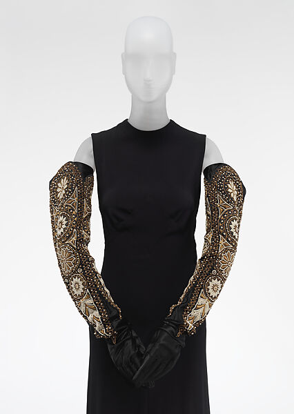 Gloves, Suzanne Talbot, silk, pearls, metal thread, French