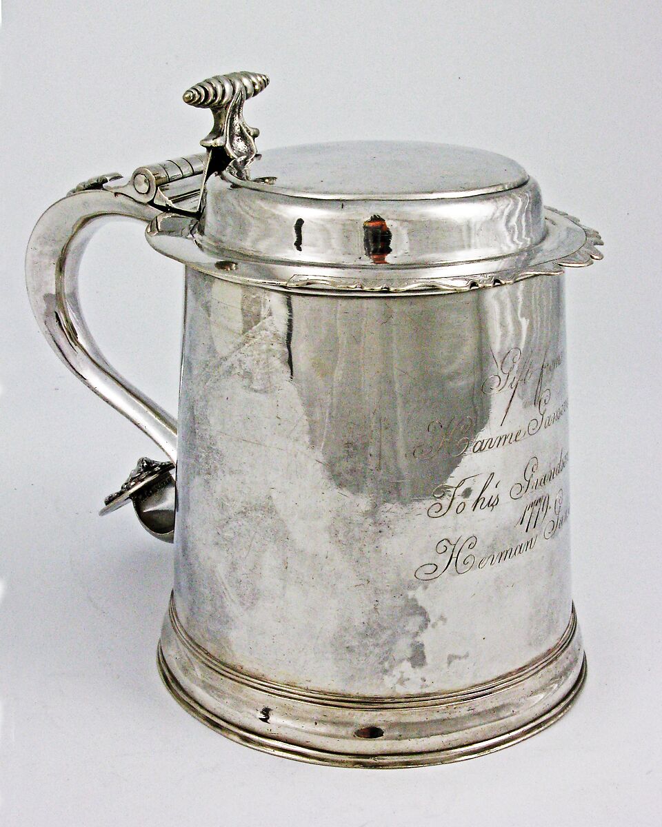 Tankard, Probably John Le Roux (baptized 1695), Silver, American 