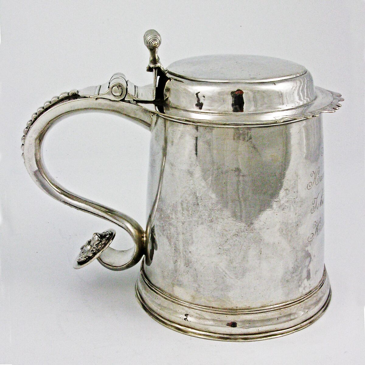 Tankard, Probably John Le Roux (baptized 1695), Silver, American