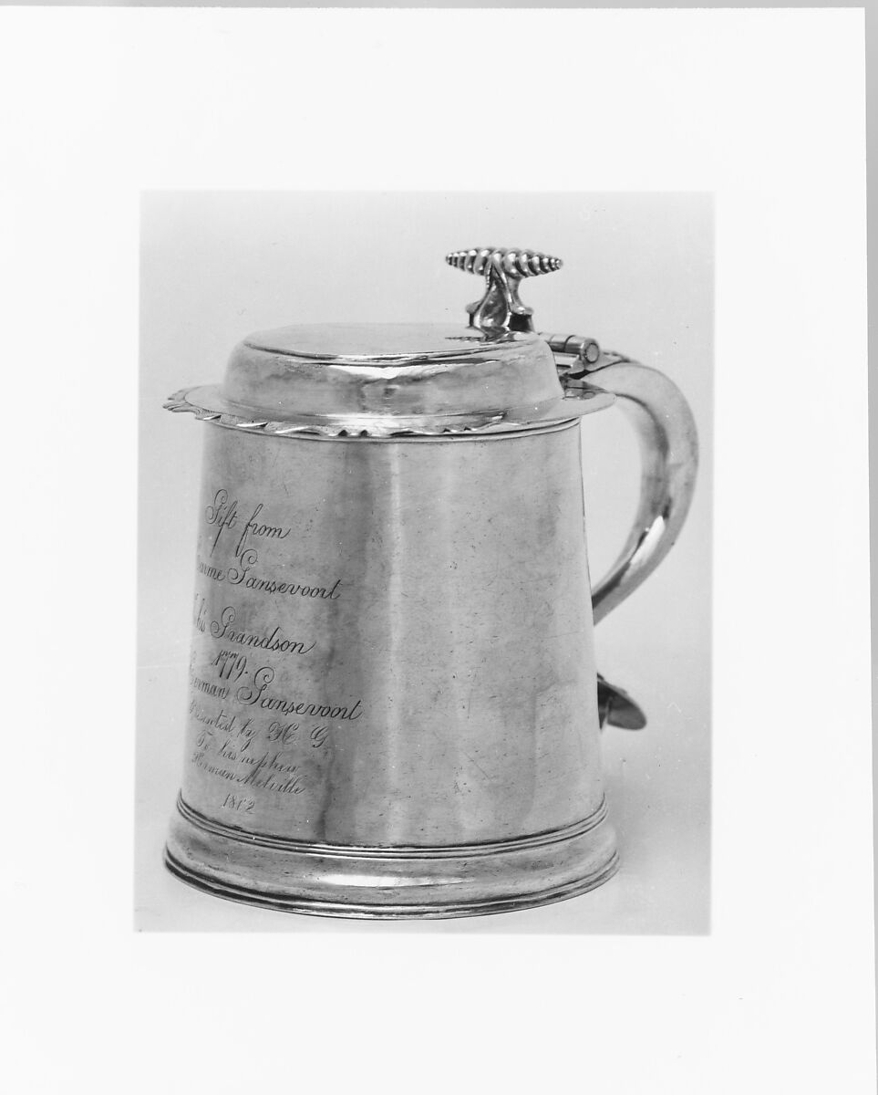 Tankard, Probably John Le Roux (baptized 1695), Silver, American