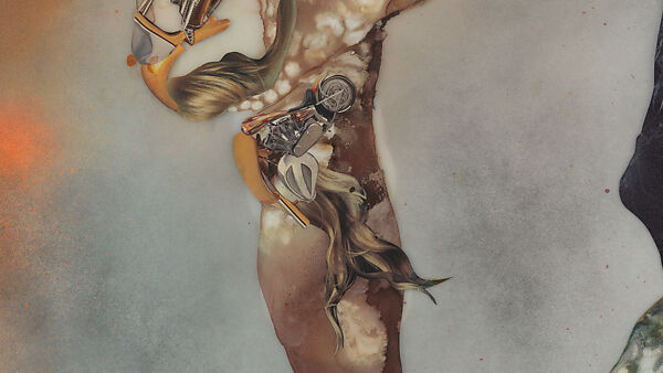 My Strength Lies, Wangechi Mutu (Kenyan-American, born Nairobi, 1972), Ink, acrylic, photomechanically printed cut and pasted paper, contact paper, metallic sequin and glitter on two mylar sheets