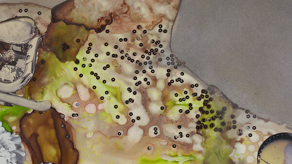 My Strength Lies, Wangechi Mutu (Kenyan-American, born Nairobi, 1972), Ink, acrylic, photomechanically printed cut and pasted paper, contact paper, metallic sequin and glitter on two mylar sheets