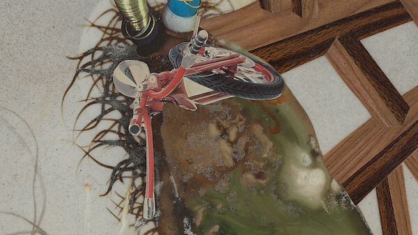 My Strength Lies, Wangechi Mutu (Kenyan-American, born Nairobi, 1972), Ink, acrylic, photomechanically printed cut and pasted paper, contact paper, metallic sequin and glitter on two mylar sheets