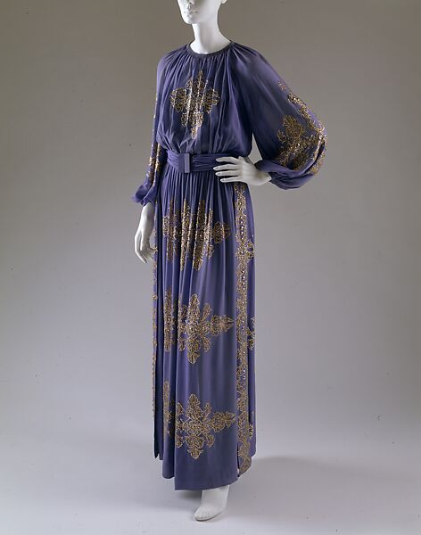 Dinner dress, House of Lanvin (French, founded 1889), silk, spangles, French
