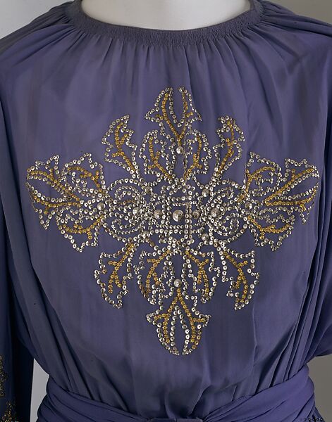Dinner dress, House of Lanvin (French, founded 1889), silk, spangles, French