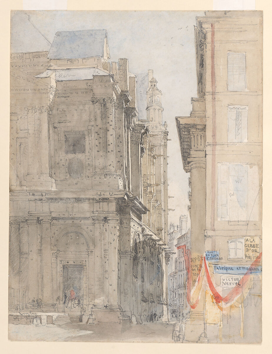 St. Eustache, Paris, David Cox (British, Birmingham 1783–1859 Harborne, near Birmingham), Watercolor and graphite 