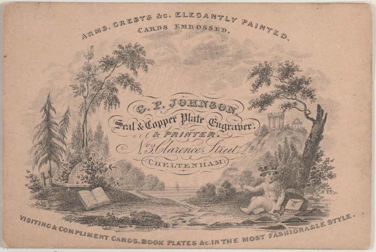 Trade Card for C.P. Johnson, Seal and Copper Plate Engraver, Anonymous, British, 19th century, Engraving 