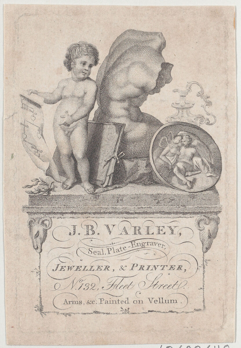 Trade Card for J.B. Varley, Jeweller and Printer, Anonymous, British, 19th century, Engraving 
