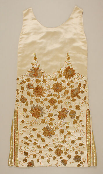 Evening dress, House of Worth (French, 1858–1956), silk, beads, metal thread, French
